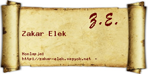 Zakar Elek névjegykártya